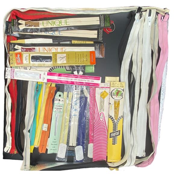 Vintage Lot 32 Mostly New Zippers Metal Talon Unique Conmar 7- 30" USA Japan - Picture 1 of 7